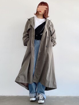「kutir（クティール）のアイテム（トレンチコート）」を使った、tarouさん（レディース・154cm）の冬コーディネート