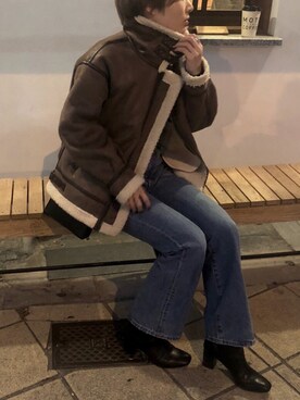 「MERLOT（メルロー）のアイテム（その他アウター）」を使った、taniさん（レディース・154cm）の冬コーディネート