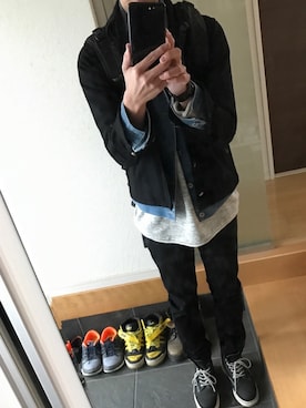 「COMME CA ISM（コムサイズム）のアイテム（デニムジャケット）」を使った、りょうぺいんさん（メンズ・174cm）の冬コーディネート