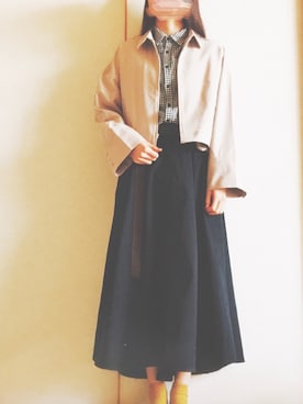 「黒スカート」｜「アイテム（その他アウター）」を使った、ほのさん（レディース・171cm）の冬コーディネート