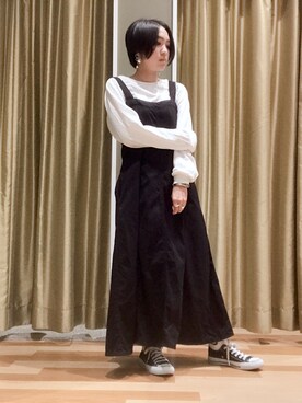 「ラフスタイル」｜「アイテム（サロペット/オーバーオール）」を使った、ゆいさん（レディース・156cm）の秋コーディネート