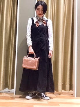 「Green　Parks（グリーンパークス）のアイテム（サロペット/オーバーオール）」を使った、ゆいさん（レディース・156cm）の秋コーディネート