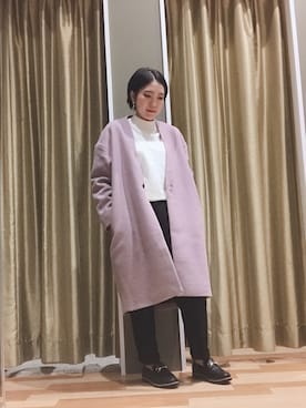 「アイテム（その他アウター、パープル系）」を使った、ゆいさん（レディース・156cm）の秋コーディネート