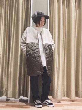 「キルティングコート」｜ゆいさん（レディース・156cm）の冬コーディネート