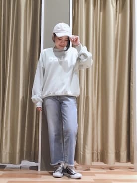 「earth music&ecology（アースミュージックアンドエコロジー）のアイテム（スウェット）」を使った、ゆいさん（レディース・156cm）の冬コーディネート