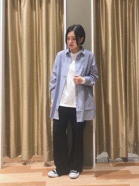 「Green　Parks（グリーンパークス）のイージーケアセンターステッチカットパンツ＊★（その他パンツ）」を使った、ゆいさん（レディース・156cm）の冬コーディネート