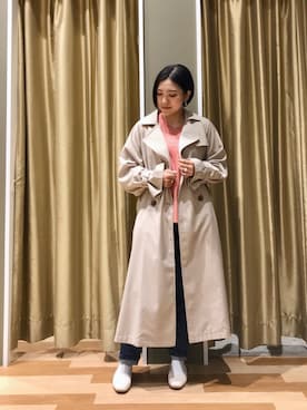 「Green　Parks（グリーンパークス）のアイテム（トレンチコート）」を使った、ゆいさん（レディース・156cm）の冬コーディネート