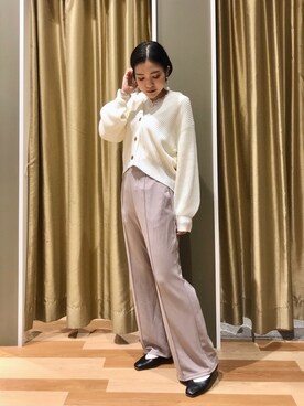 「Green　Parks（グリーンパークス）のイージーケアセンターステッチカットパンツ＊★（その他パンツ）」を使った、ゆいさん（レディース・156cm）の冬コーディネート