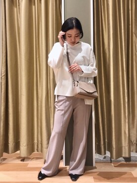 「Green　Parks（グリーンパークス）のイージーケアセンターステッチカットパンツ＊★（その他パンツ）」を使った、ゆいさん（レディース・156cm）の春コーディネート