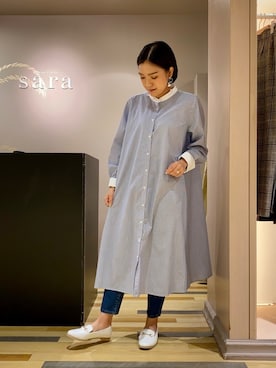 「earth music&ecology（アースミュージックアンドエコロジー）のアイテム（デニムパンツ）」を使った、ゆいさん（レディース・156cm）の春コーディネート
