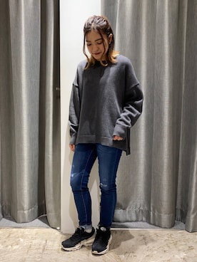 「ニットコーデ」｜「NIKE（ナイキ）のアイテム」を使った、ゆいさん（レディース・156cm）の秋コーディネート