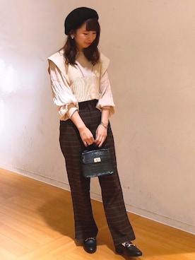 「ビスチェコーデ」｜ちひろさん（レディース・153cm）の秋コーディネート