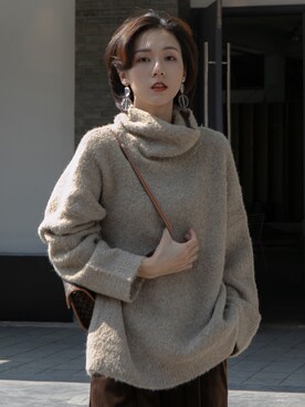「coco’sのアイテム（ニット/セーター、グレー系）」を使った、Coco’sさん（レディース・162cm）の冬コーディネート