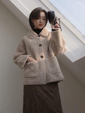 「coco’sのアイテム（ブルゾン、ベージュ系）」を使った、Coco’sさん（レディース・162cm）の冬コーディネート