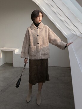 「coco’sのアイテム（ブルゾン、ベージュ系）」を使った、Coco’sさん（レディース・162cm）の冬コーディネート