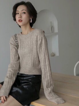 「coco’sのアイテム（ニット/セーター、ベージュ系）」を使った、Coco’sさん（レディース・162cm）の冬コーディネート