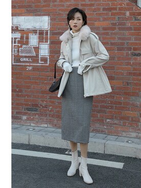 「coco’sのアイテム（その他アウター、ベージュ系）」を使った、Coco’sさん（レディース・162cm）の冬コーディネート