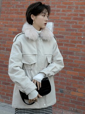 「coco’sのアイテム（その他アウター、ベージュ系）」を使った、Coco’sさん（レディース・162cm）の冬コーディネート