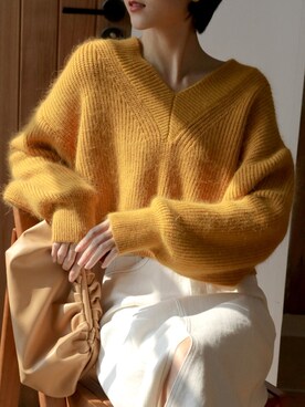 「coco’sのアイテム（シャツ/ブラウス、オレンジ系）」を使った、Coco’sさん（レディース・162cm）の冬コーディネート