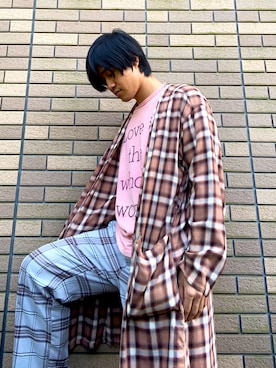 「チェック×チェック」｜けんとさん（メンズ・177cm）の春コーディネート