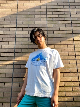 「Eddie Bauer（エディーバウアー）のアイテム（Tシャツ/カットソー）」を使った、けんとさん（メンズ・177cm）の夏コーディネート