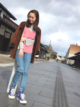 「URBAN RESEARCH（アーバンリサーチ）のUR ワイドリブ袖フレアカットソー（Tシャツ/カットソー）」を使った、mioさん（レディース・166cm）の冬コーディネート