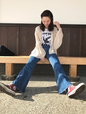 「LUC DNM （ラックデニム）のアイテム」を使った、mioさん（レディース・166cm）の冬コーディネート