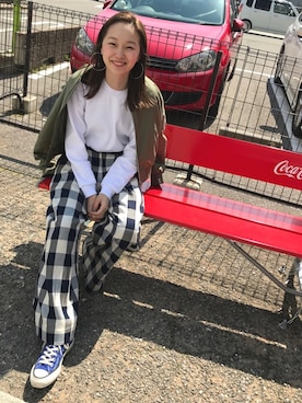 「ピクニック」｜「アイテム（MA-1）」を使った、mioさん（レディース・166cm）の春コーディネート