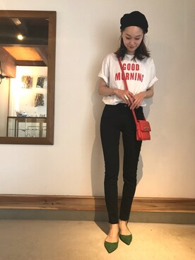 「BEAMS BOY（ビームスボーイ）のアイテム（ハンチング/ベレー帽）」を使った、mioさん（レディース・166cm）の春コーディネート