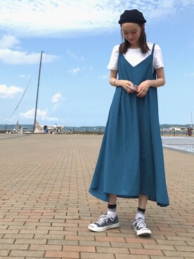 「BEAMS BOY（ビームスボーイ）のアイテム（ハンチング/ベレー帽）」を使った、mioさん（レディース・166cm）の夏コーディネート