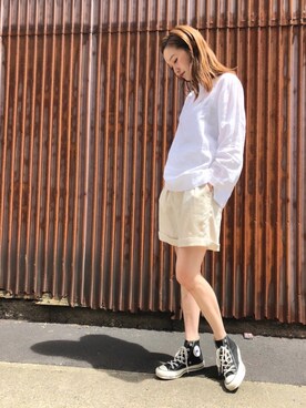 「AUGUSTE PRESENTATION（オーギュストプレゼンテーション）のアイテム（トップス）」を使った、mioさん（レディース・166cm）の夏コーディネート