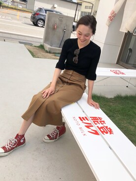 「URBAN RESEARCH ROSSO WOMEN（アーバンリサーチ　ロッソ）のフロント釦タイトスカート（スカート）」を使った、mioさん（レディース・166cm）の夏コーディネート