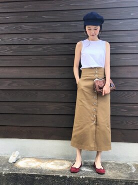 「URBAN RESEARCH ROSSO WOMEN（アーバンリサーチ　ロッソ）のフロント釦タイトスカート（スカート）」を使った、mioさん（レディース・166cm）の夏コーディネート