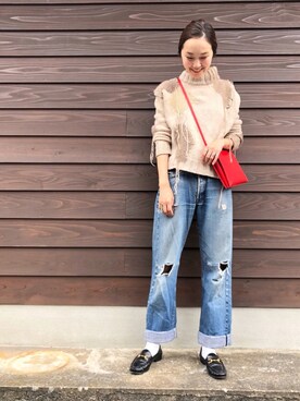 「GUCCI（グッチ）のアイテム（シューズ）」を使った、mioさん（レディース・166cm）の秋コーディネート