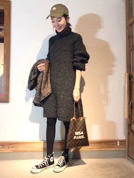 「Vincent et Mireille（バンソンエミレイユ）のアイテム」を使った、mioさん（レディース・166cm）の冬コーディネート