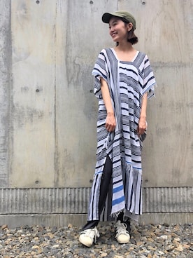 「EARIH（アーリ）のアイテム（パンツ）」を使った、mioさん（レディース・166cm）の夏コーディネート