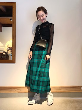 「PRADA（プラダ）のアイテム（トップス）」を使った、mioさん（レディース・166cm）の秋コーディネート