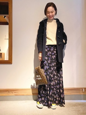 「アイテム（ダッフルコート）」を使った、mioさん（レディース・166cm）の冬コーディネート