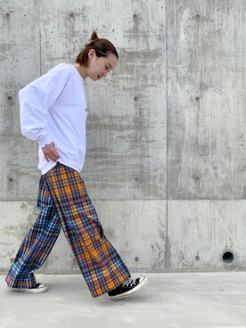 TOGA コットンツイルチェックパンツを使った人気ファッション