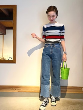 「JOHN SMEDLEY（ジョンスメドレー）のアイテム（トップス）」を使った、mioさん（レディース・166cm）の夏コーディネート
