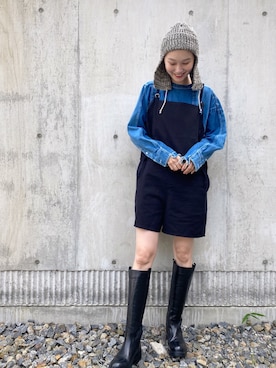 「MOHI（モヒ）の【MOHI/モヒ】LONG BOOTS（ブーツ）」を使った、mioさん（レディース・166cm）の秋コーディネート