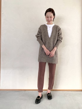 「EARIH（アーリ）のアイテム（パンツ）」を使った、mioさん（レディース・166cm）の冬コーディネート