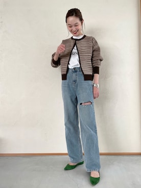 「mignon（ミニョン）のアイテム（デニムパンツ）」を使った、mioさん（レディース・166cm）の冬コーディネート