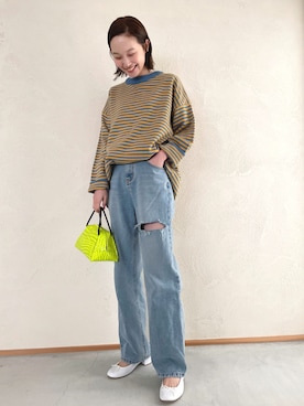 「mignon（ミニョン）のアイテム（デニムパンツ）」を使った、mioさん（レディース・166cm）の冬コーディネート