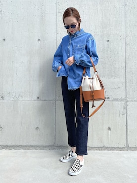 「mignon（ミニョン）のアイテム（デニムパンツ）」を使った、mioさん（レディース・166cm）の春コーディネート