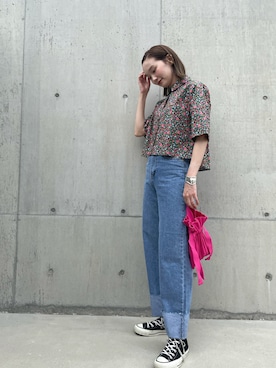 「mignon（ミニョン）のアイテム（デニムパンツ）」を使った、mioさん（レディース・165cm）の春コーディネート