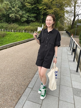 「mignon（ミニョン）のアイテム（オールインワン・サロペット）」を使った、mioさん（レディース・165cm）の春コーディネート
