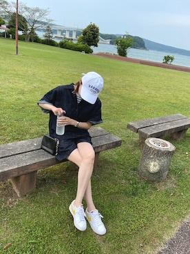 「mignon（ミニョン）のアイテム（オールインワン・サロペット）」を使った、mioさん（レディース・165cm）の夏コーディネート