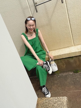 「mignon（ミニョン）のアイテム（オールインワン・サロペット）」を使った、mioさん（レディース・165cm）の夏コーディネート