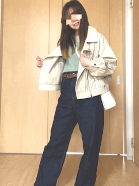 「MAJESTIC LEGON（マジェスティックレゴン）のアイテム（ライダースジャケット）」を使った、kakipiさん（レディース・159cm）の春コーディネート